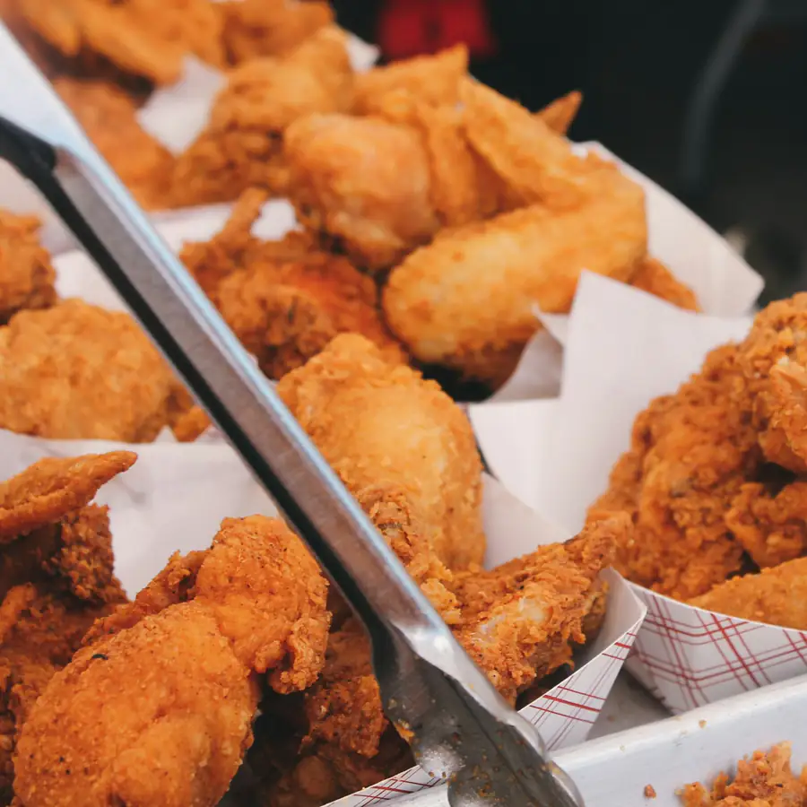 Basket of golden fried chicken pieces