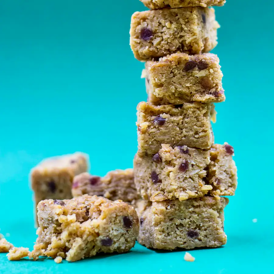 Stack of golden oat bars