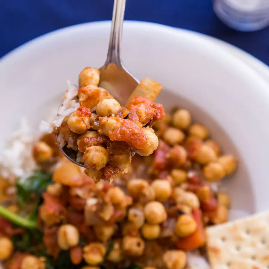 Bowl of chickpea and potato curry