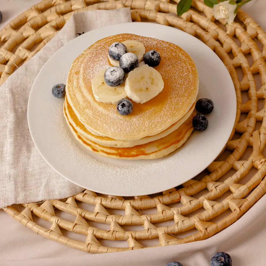 Stack of pancakes with blueberries