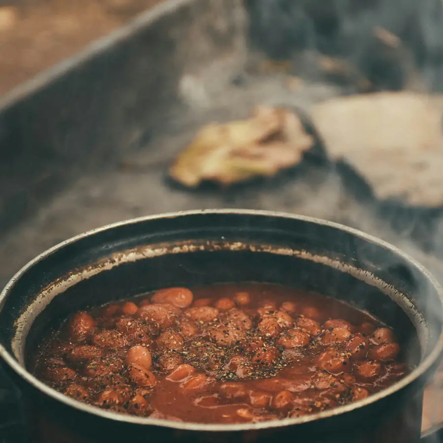 Pot of smoky bean stew