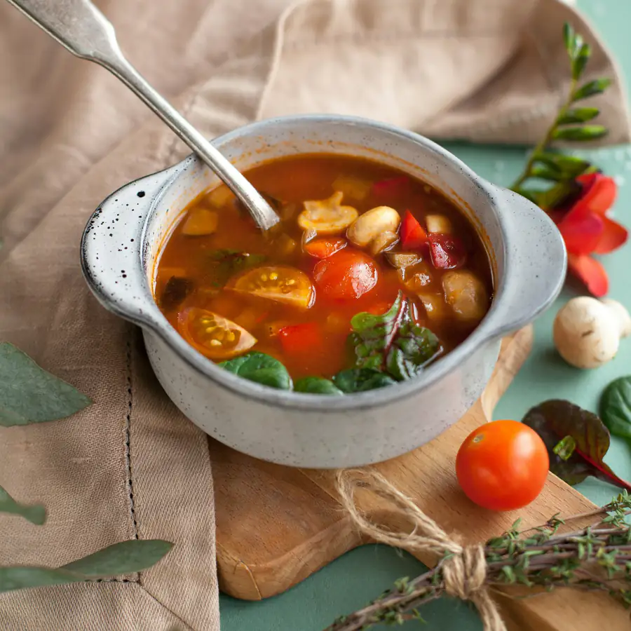 Bowl of pasta and bean soup