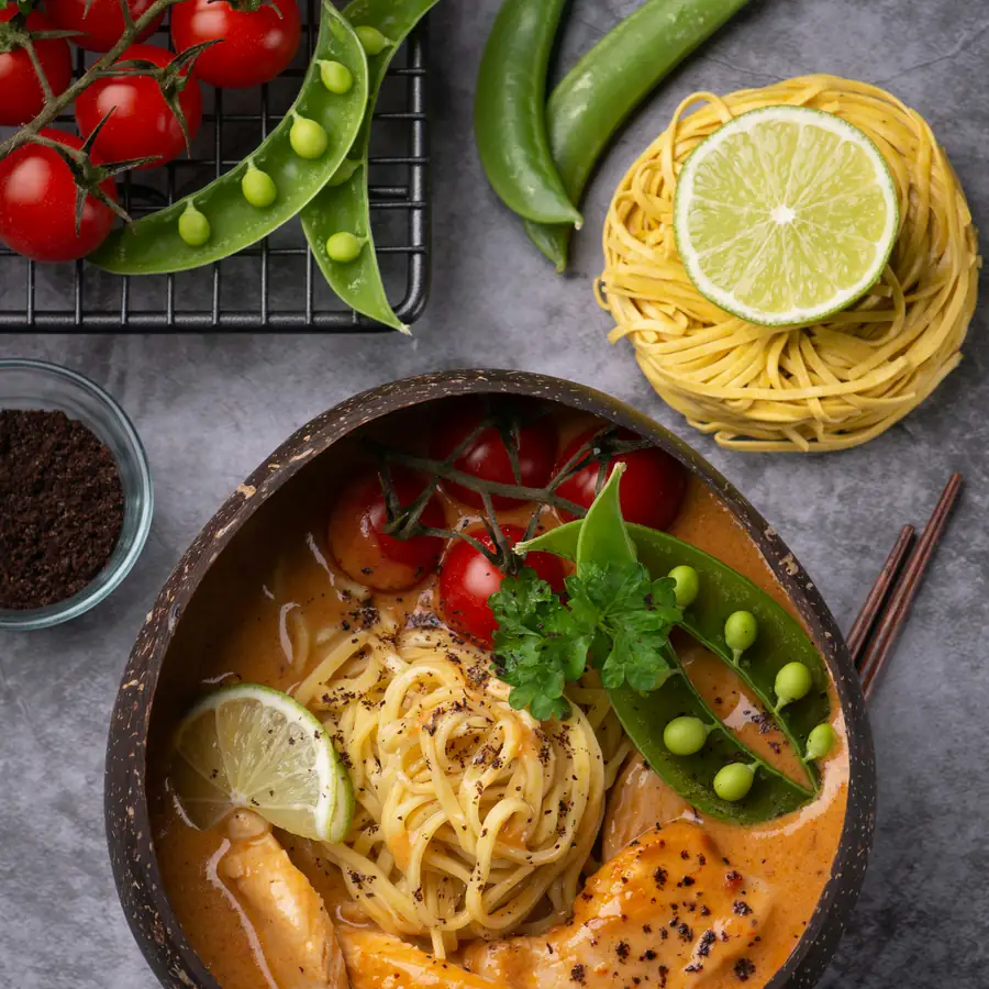 Bowl of chicken noodle soup