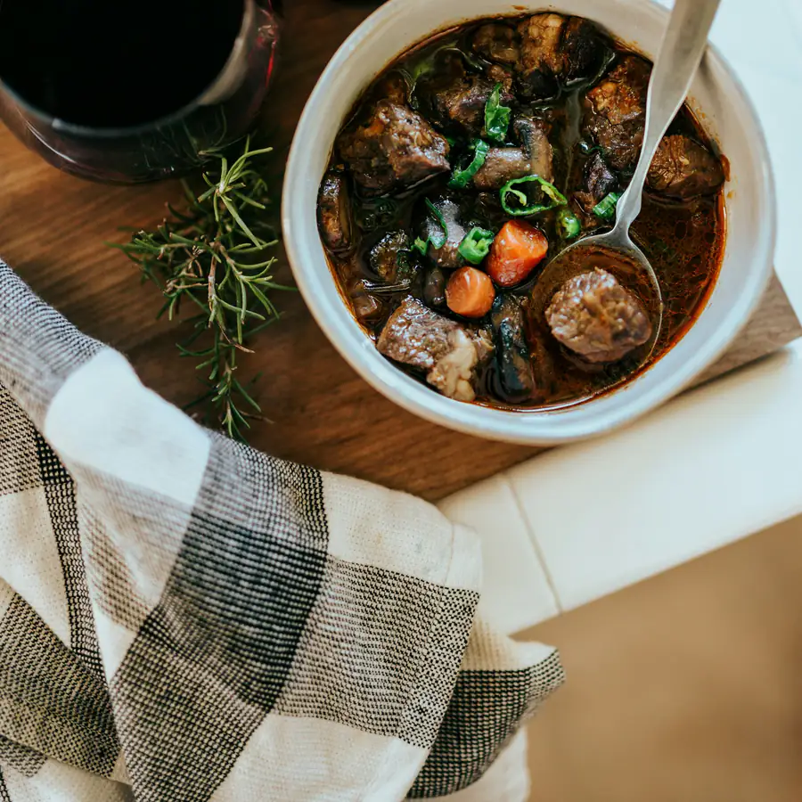 Bowl of beef and carrot stew