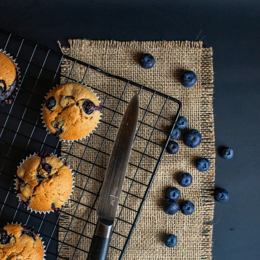 Mini muffins cooling on a rack