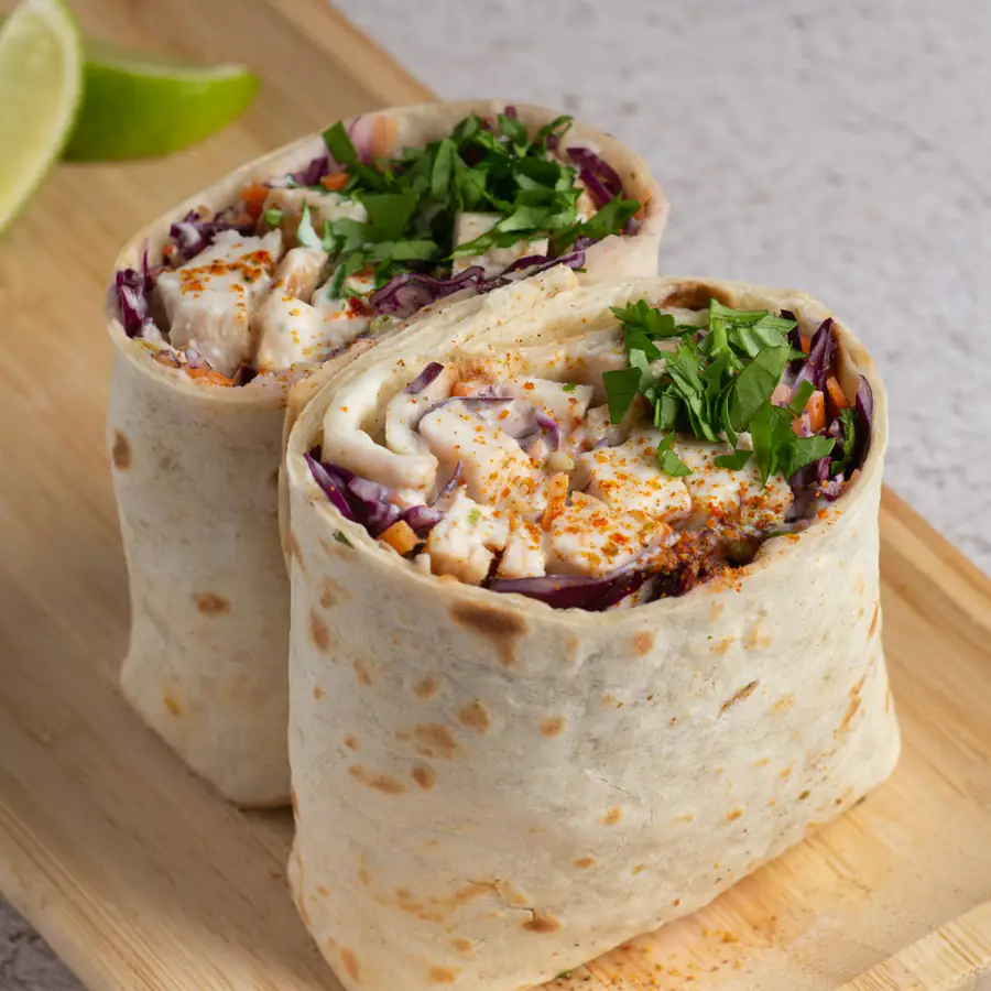 Rolled vegetable wraps with fresh herbs
