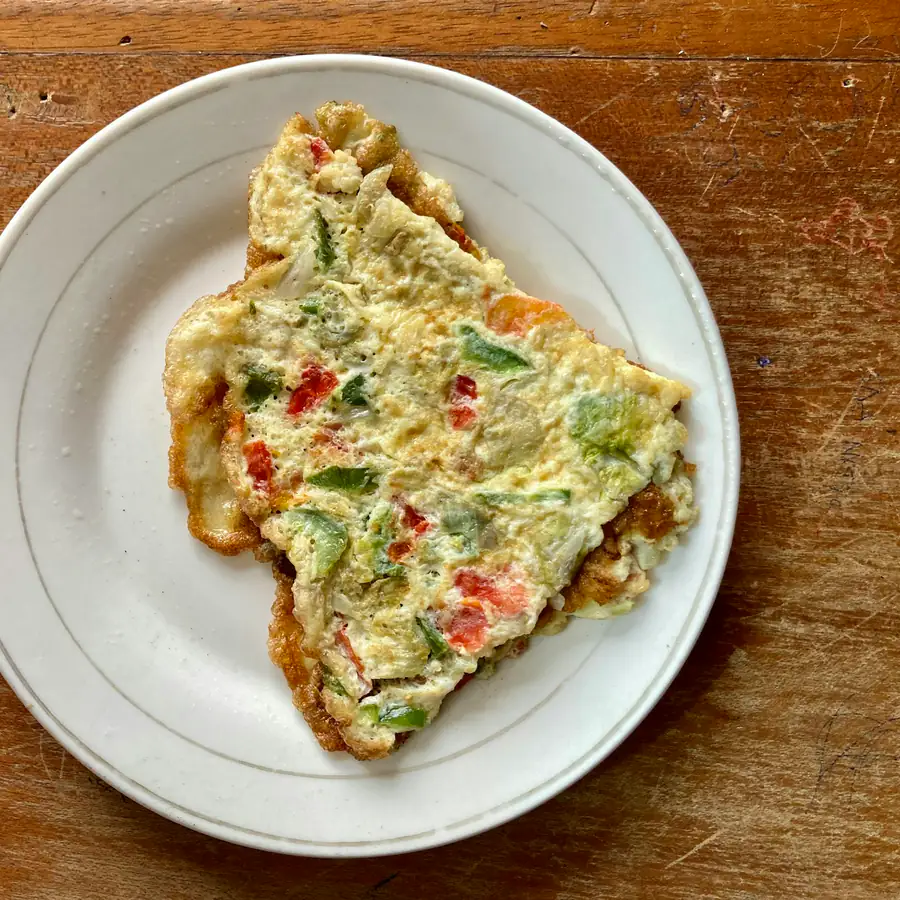 Flat vegetable omelette on a plate