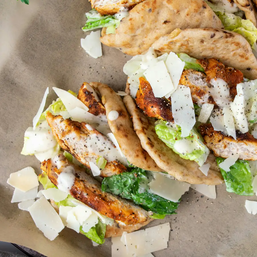Chicken salad on a flatbread