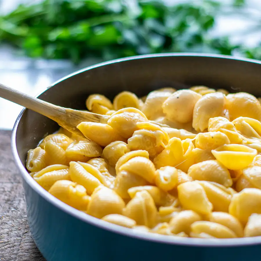 Pot of creamy mac and cheese