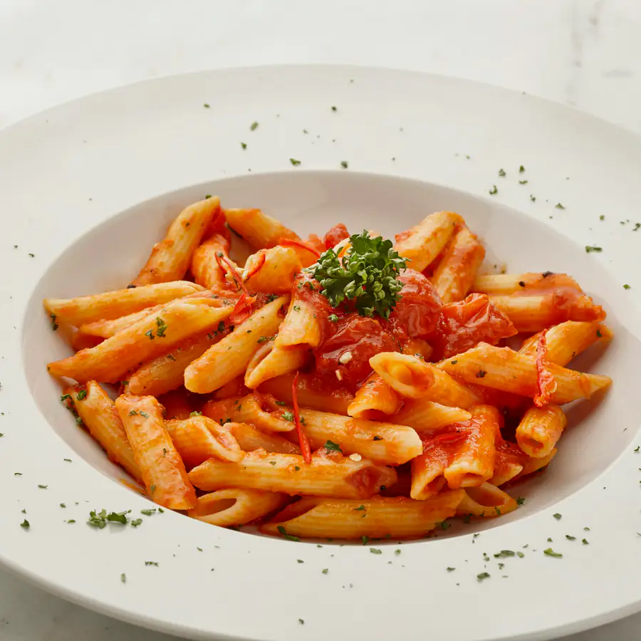 Bowl of pasta in a tomato sauce