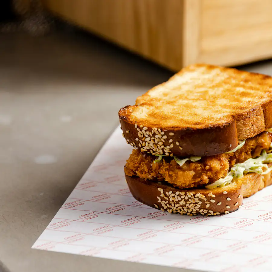 Toasted sandwich with a crisp breaded filling