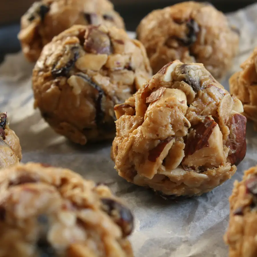 Chewy oat bites on baking paper