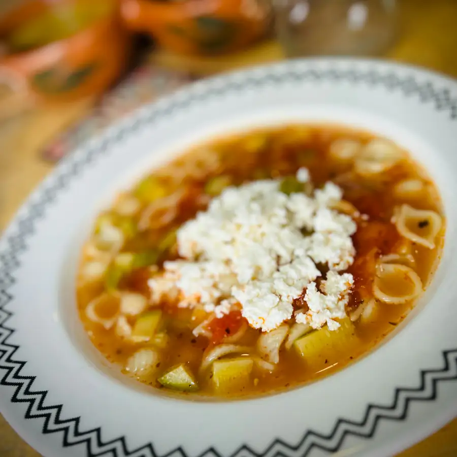 Bowl of vegetable and grain soup